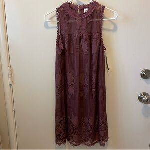 No Boundaries Rustic Brick Mauve Sleeveless Lace Dress NWT